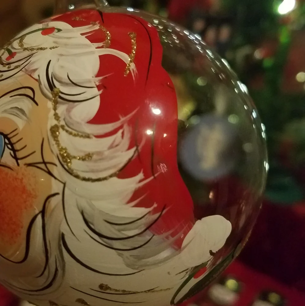 Hand Painted Santa Claus Ball Ornament Glass Christmas